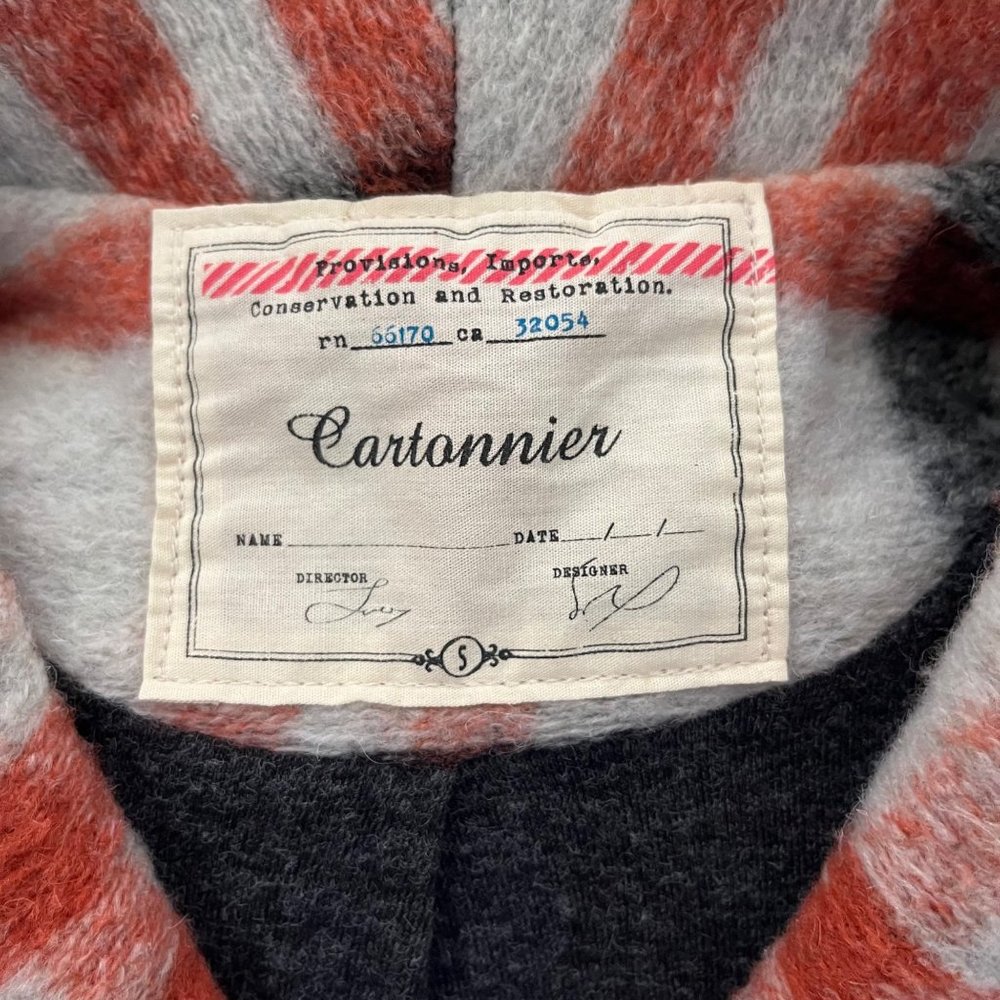 Cartonnier Anthropologie Hetty Wool Blend Plaid Coat Red Black Gray Size Small - Picture 6 of 8